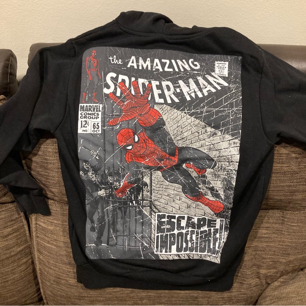 Marvel Spider-Man Hoodie Black Small Pullover Graphic Sweatshirt